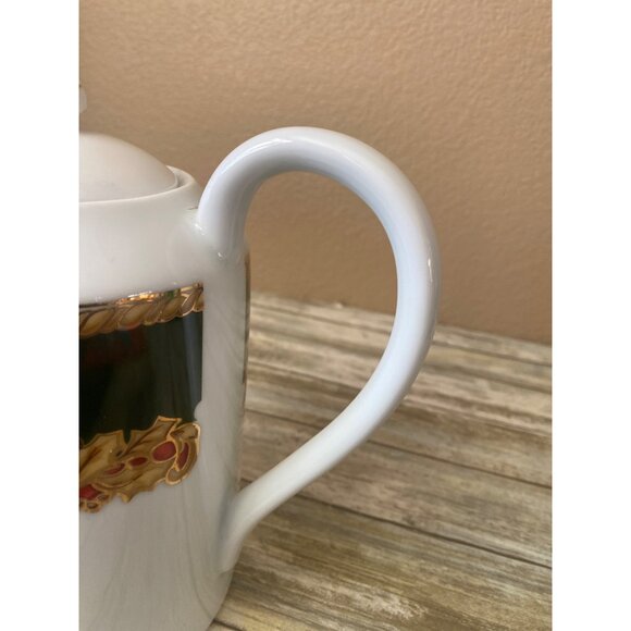 American Atelier Noel Christmas Teapot Gold Trim Holiday Porcelain 3398 - Picture 5 of 13